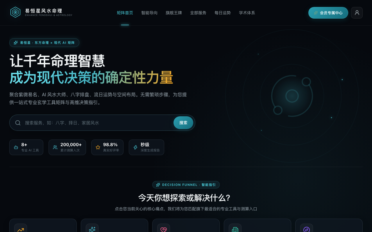AI Feng Shui Hub 真实数字产品视觉